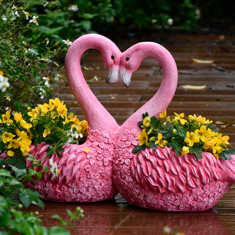 Paradise Flamingo Garden Planter