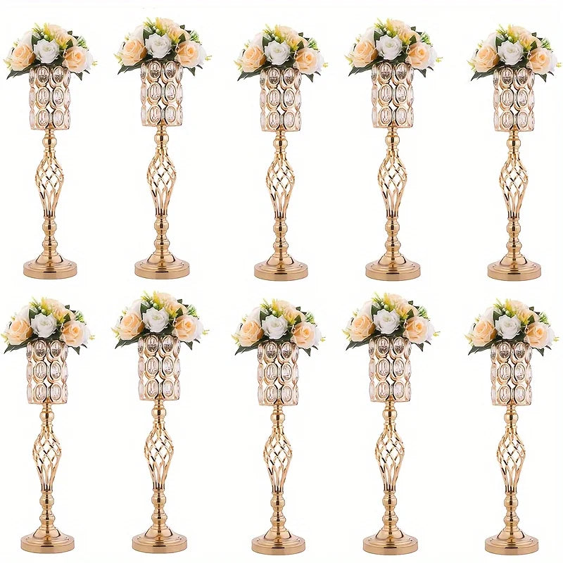 2/10 Piece Set 24in Gold Versatile Tall Flower Holders Centerpiece Flower Stands