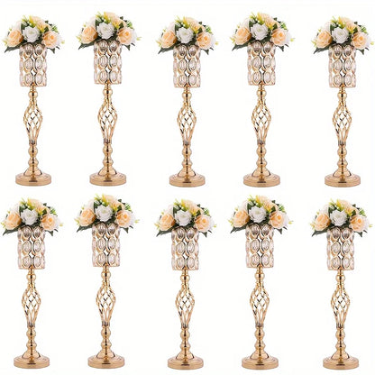 2/10 Piece Set 24in Gold Versatile Tall Flower Holders Centerpiece Flower Stands