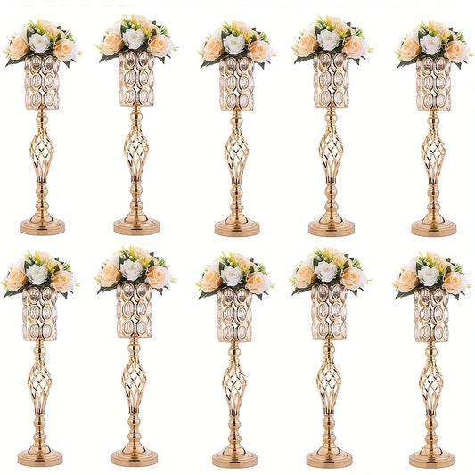 2/10 Piece Set 24in Gold Versatile Tall Flower Holders Centerpiece Flower Stands