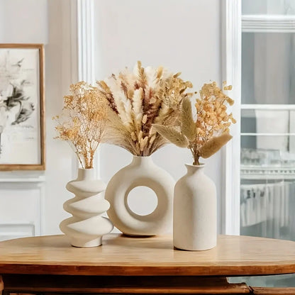 Gulf Sands White Ceramic Vase Trio