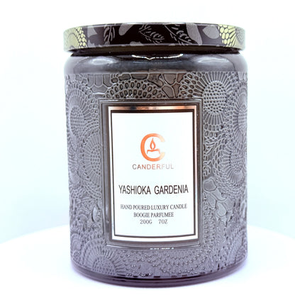 Embossed Glass Scented Candle Soy Wax Aromatherapy Candle | 5 Scents | 40 Hour Long Burn | Plant Essential Oil Clean Burn
