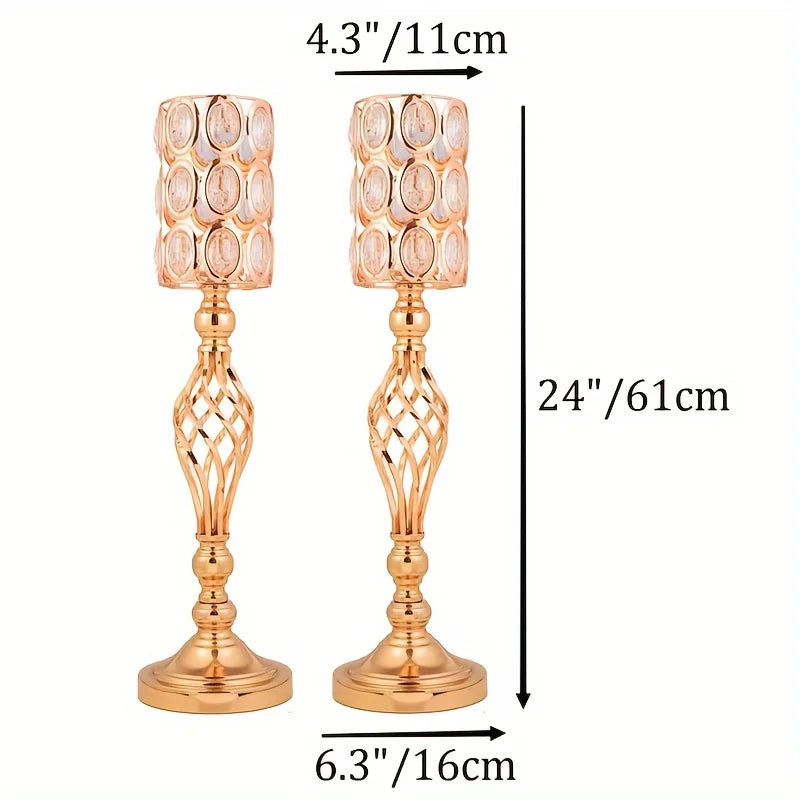 2/10 Piece Set 24in Gold Versatile Tall Flower Holders Centerpiece Flower Stands