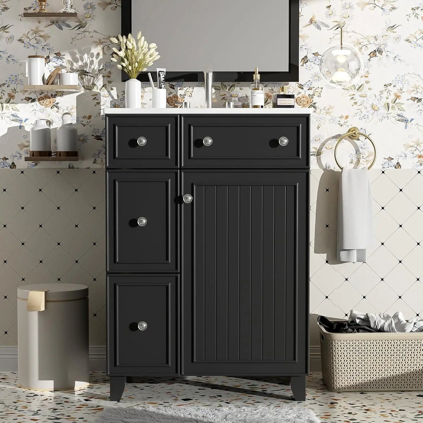 24" Floating Bathroom Vanity with Undermount Sink – Modern Soft-Close Wall Mount Cabinet with Storage