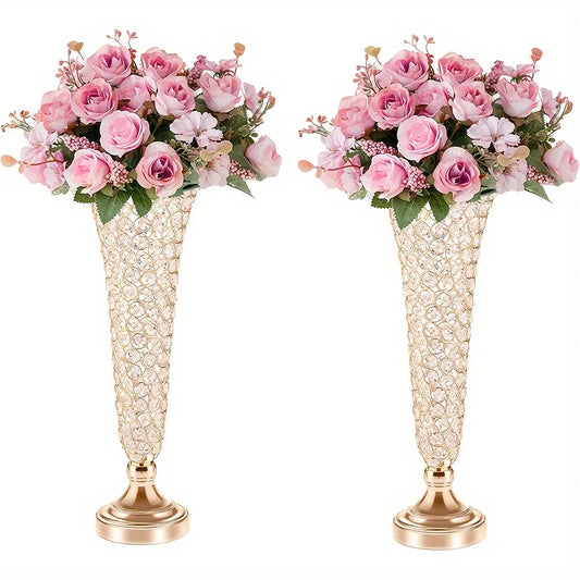 Pc Crystal Trumpet Vase 20 inch High Floral Centerpiece