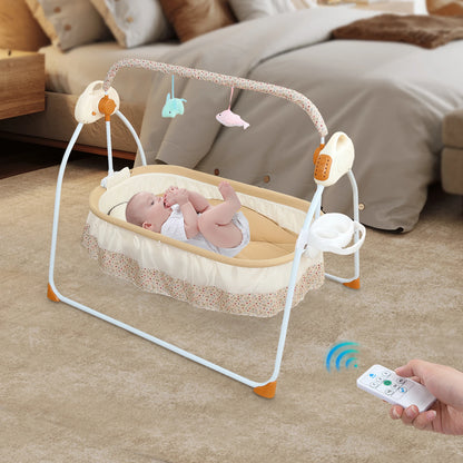 Electric Baby Cradle Bassinet – Foldable Adjustable Bedside Sleeper with Automatic Rocking and Portable Design