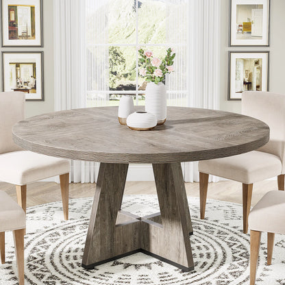 Round Farmhouse Dining Table – Rustic Kitchen Dinette Table for Small Space Dining & Everyday Meals