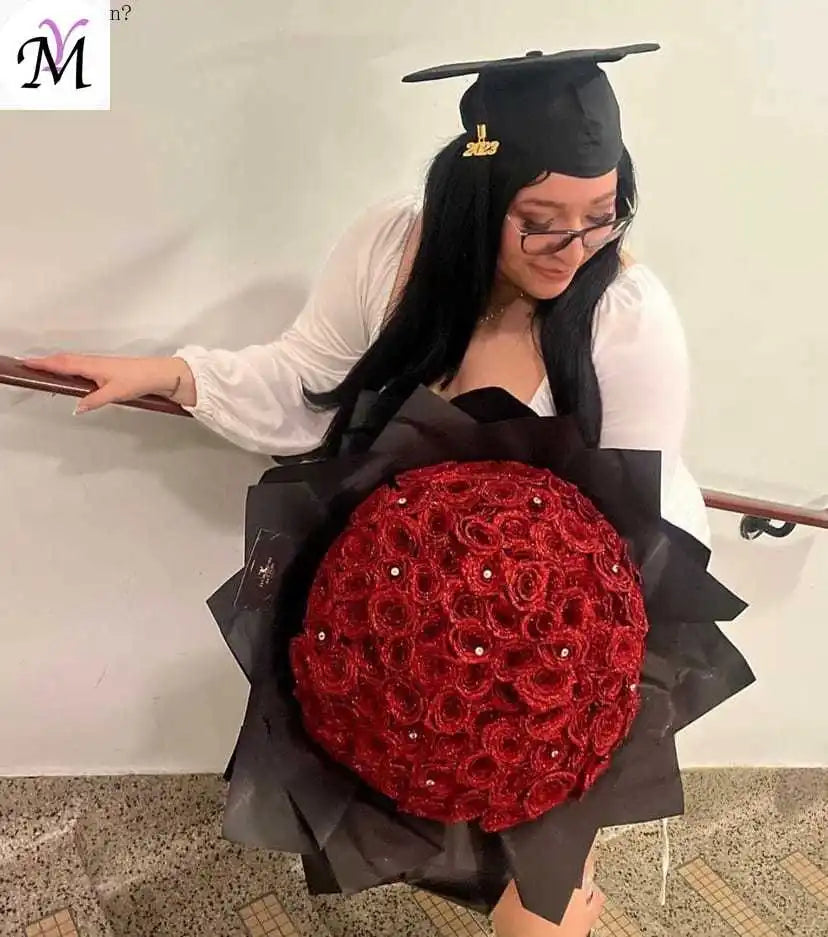 30/50 pcs Glitter Artificial Rose Bouquet