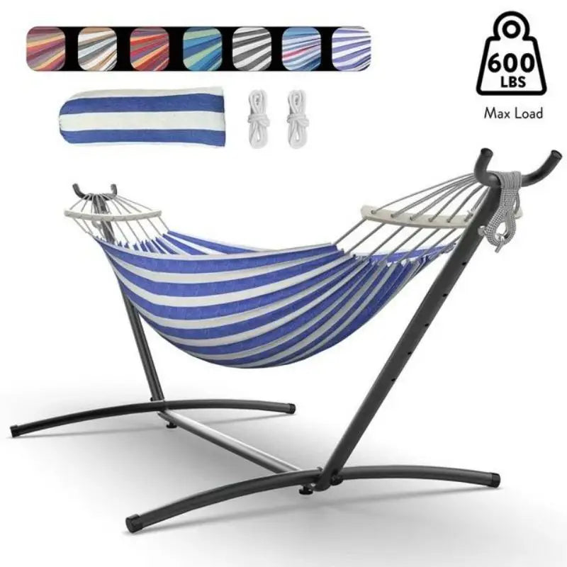 Hammock with Adjustable Stand – Heavy Duty 600lb Capacity Portable Hammock Bed with Storage Bag