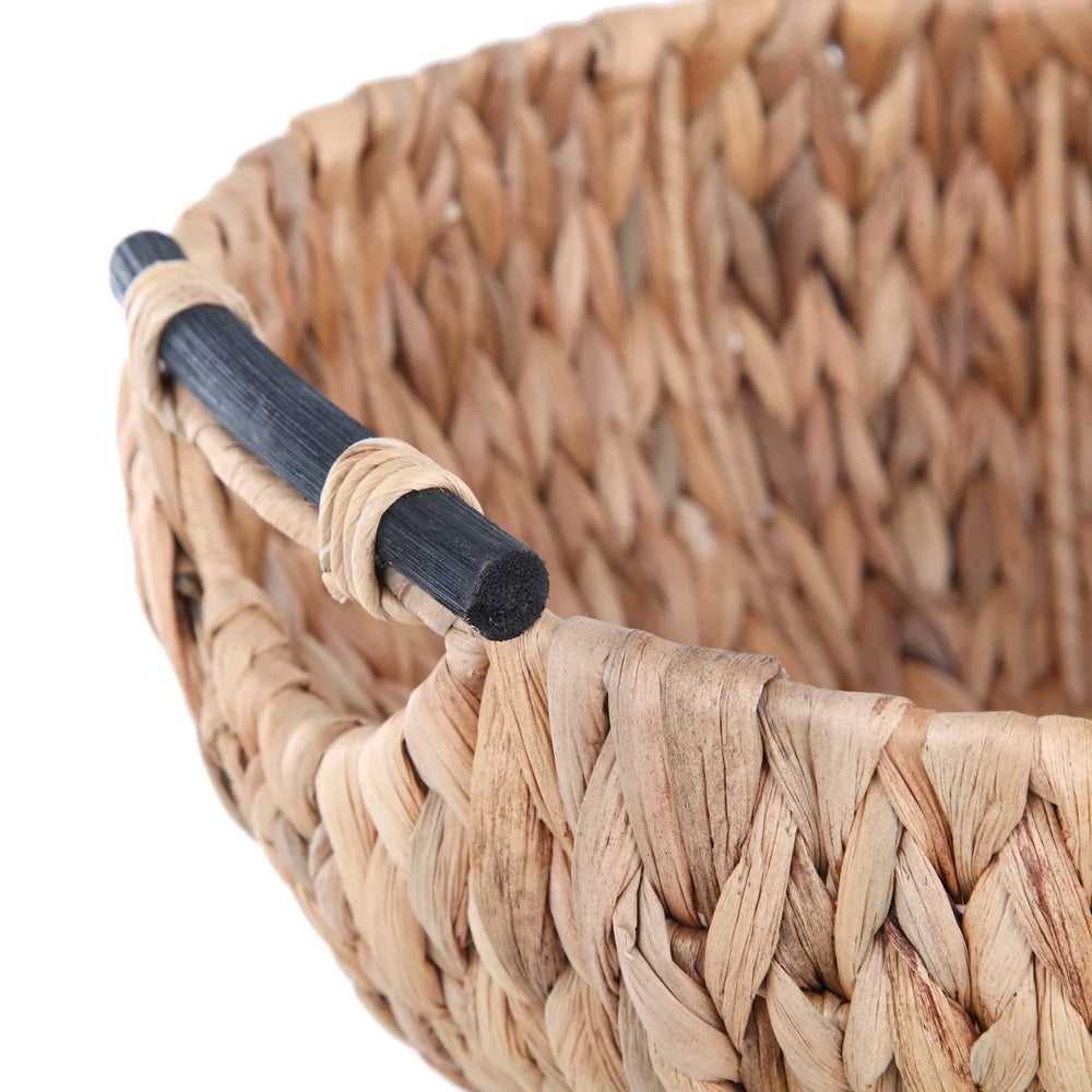 Basket Bowl Rattan Woven Fruit Plate with Handle