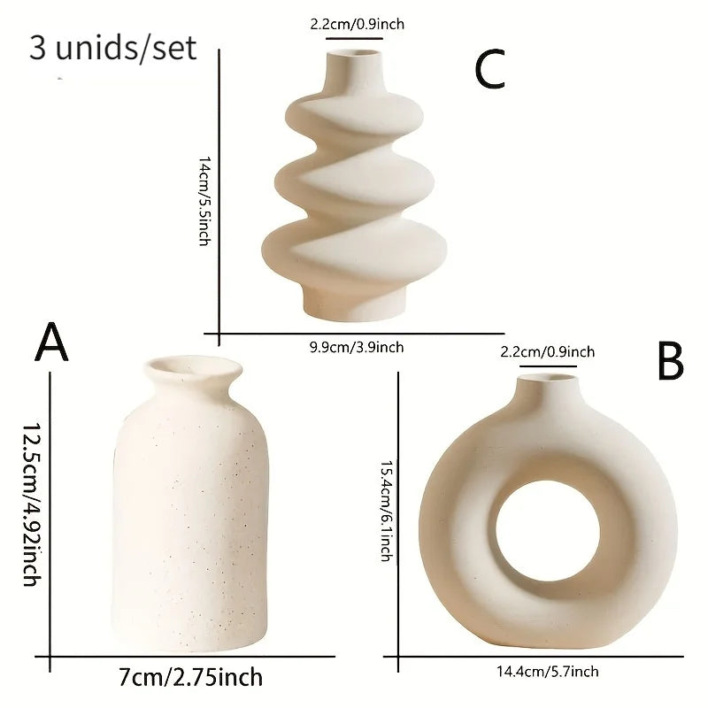 Gulf Sands White Ceramic Vase Trio