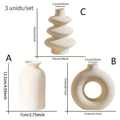 Gulf Sands White Ceramic Vase Trio