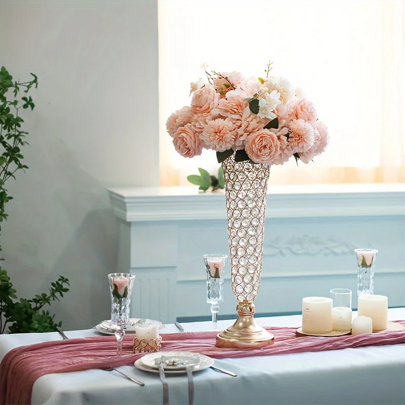 Pc Crystal Trumpet Vase 20 inch High Floral Centerpiece