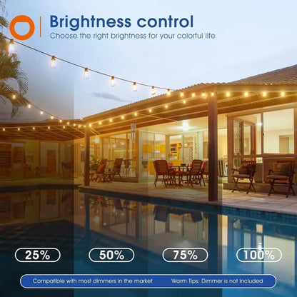 150FT LED Outdoor String Lights Waterproof Dimmable