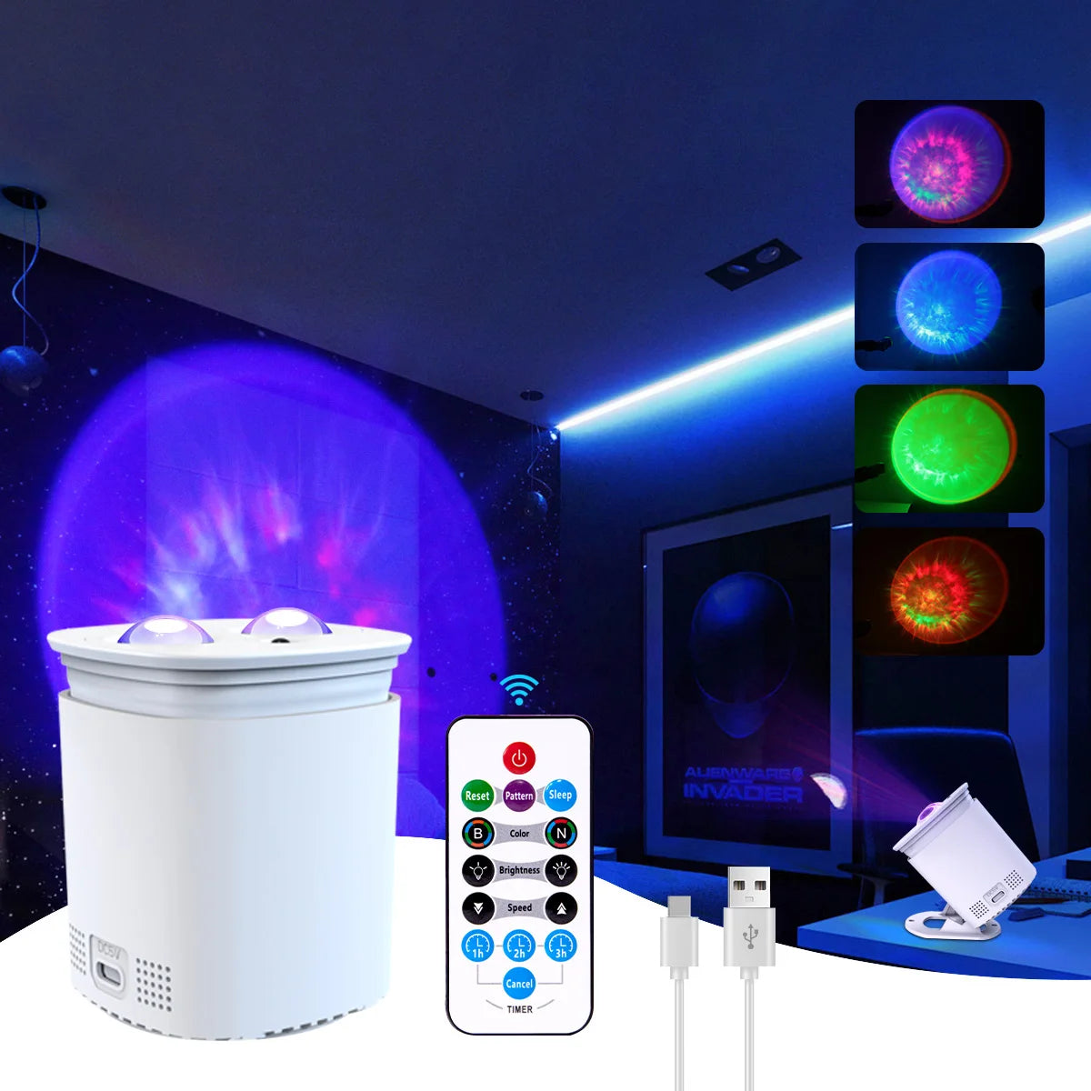 Galaxy Star Projector Light – LED Nebula Night Light with Remote Control for Bedroom and Ambient Lighting