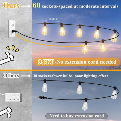 150FT LED Outdoor String Lights Waterproof Dimmable