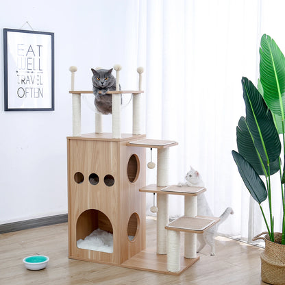 Multi-Level Cat Tree with Hammock & Top Perch – Indoor Cat Tower with Scratching Posts and Cozy Condo