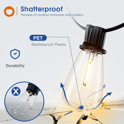 150FT LED Outdoor String Lights Waterproof Dimmable