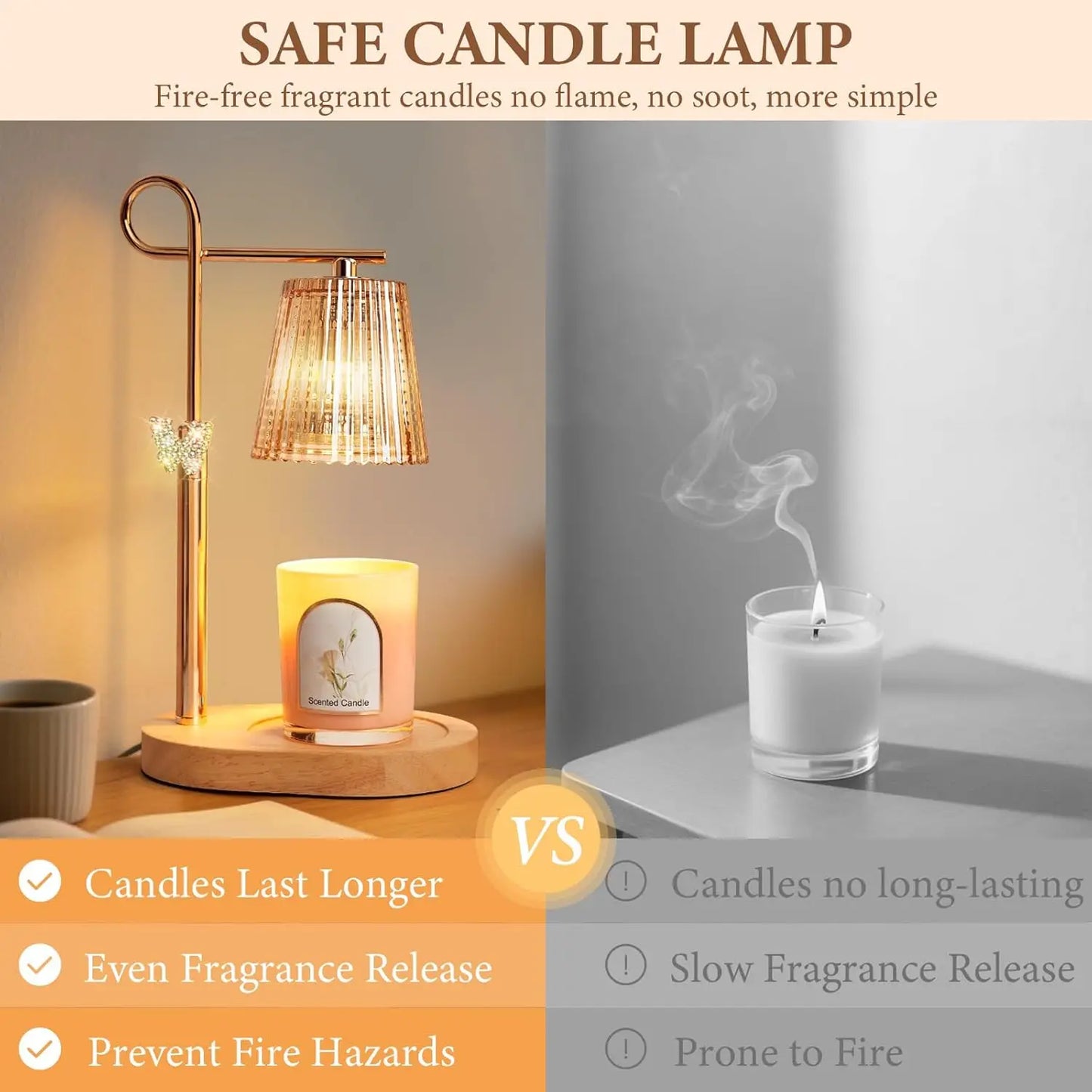 Timer Dimmer Candle Warmer Lamp with Adjustable Height Wax Melter for Home Decor and Gifts