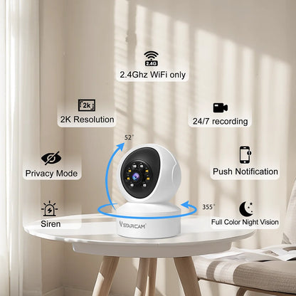 Indoor Security Camera 360° Coverage 2-Way Audio