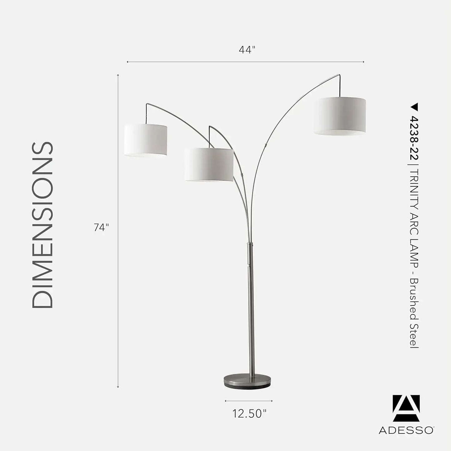 Arc Floor Lamp with 3 Movable Shades – Modern Dimmable Standing Lamp for Living Room or Bedroom
