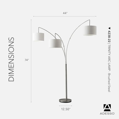 Arc Floor Lamp with 3 Movable Shades – Modern Dimmable Standing Lamp for Living Room or Bedroom