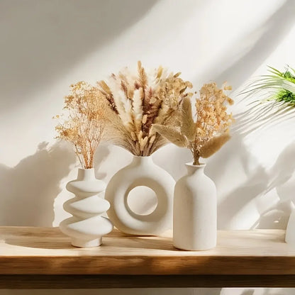 Gulf Sands White Ceramic Vase Trio
