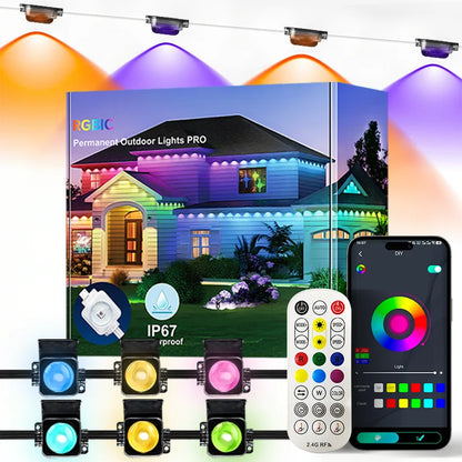 Smart Permanent Outdoor Lights String IP67 Waterproof App Remote Control Music Sync