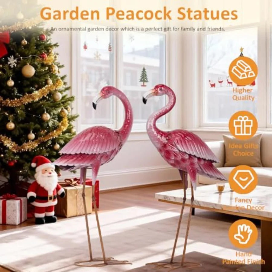 Flamingo Garden Statue – Outdoor Yard Art Decor for Lawn, Patio or Backyard