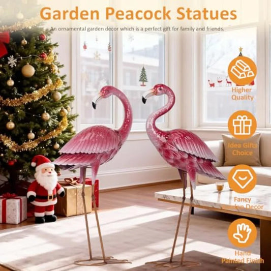 Flamingo Garden Statue – Outdoor Yard Art Decor for Lawn, Patio or Backyard
