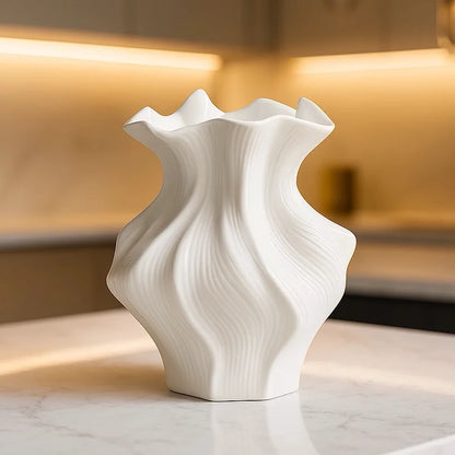 Whitecap Wave Ceramic Vase