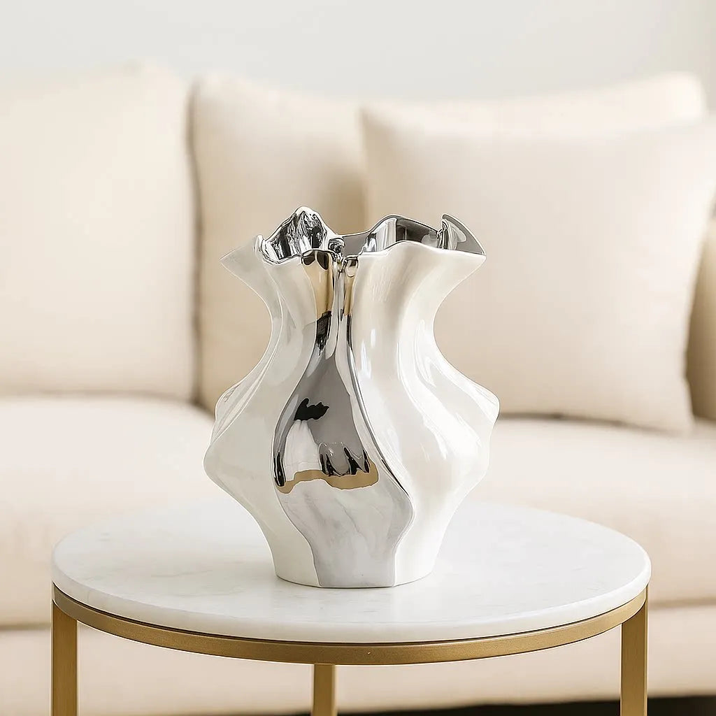 Whitecap Wave Ceramic Vase