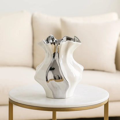 Whitecap Wave Ceramic Vase