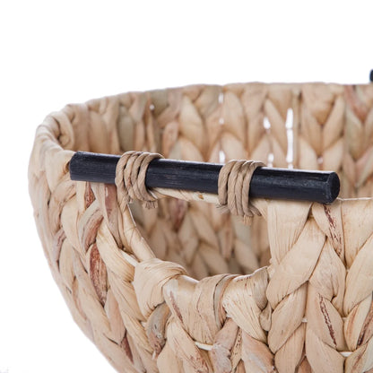 Basket Bowl Rattan Woven Fruit Plate with Handle