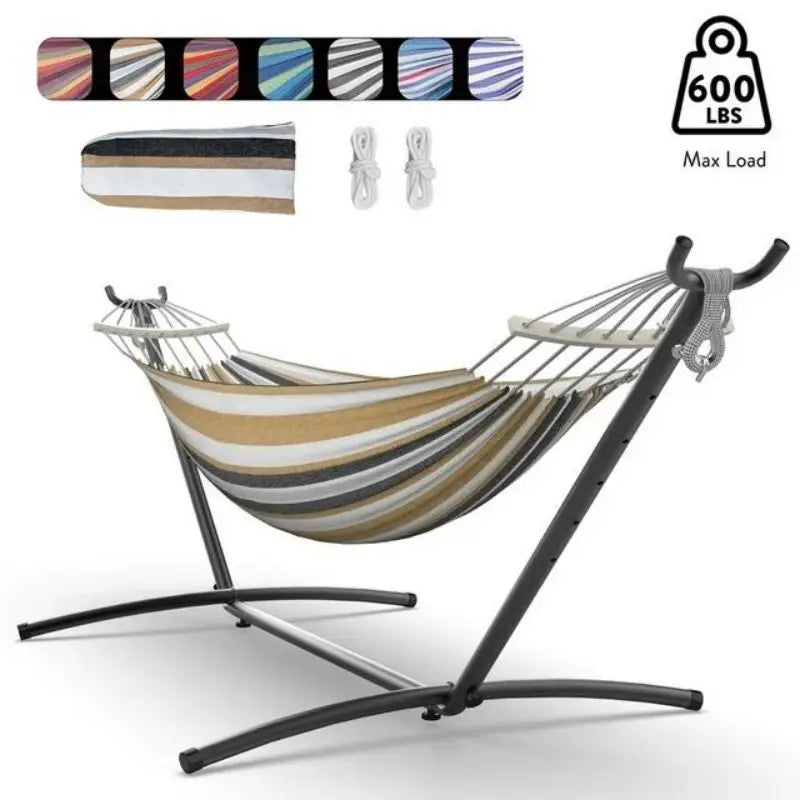 Hammock with Adjustable Stand – Heavy Duty 600lb Capacity Portable Hammock Bed with Storage Bag