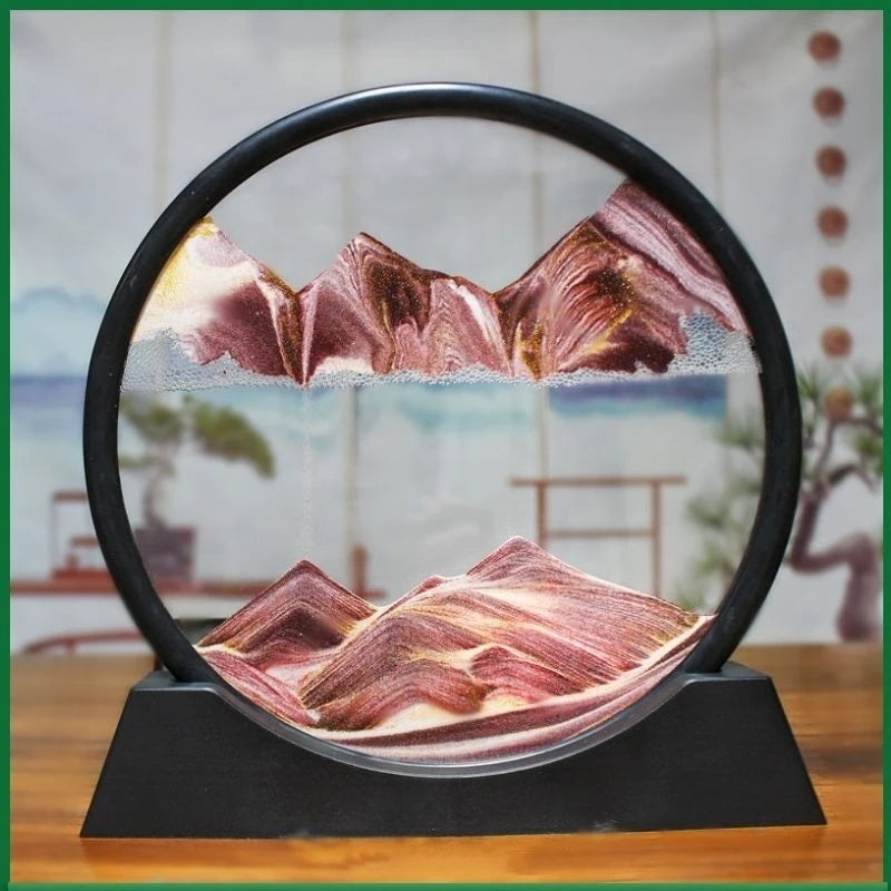3D Hourglass Quicksand Moving Sand Art Picture Round Glass Deep Sea Sandscape