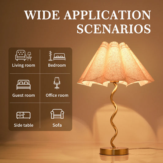 Gold Modern Table Lamp Scalloped Pleated Wavy Lamp