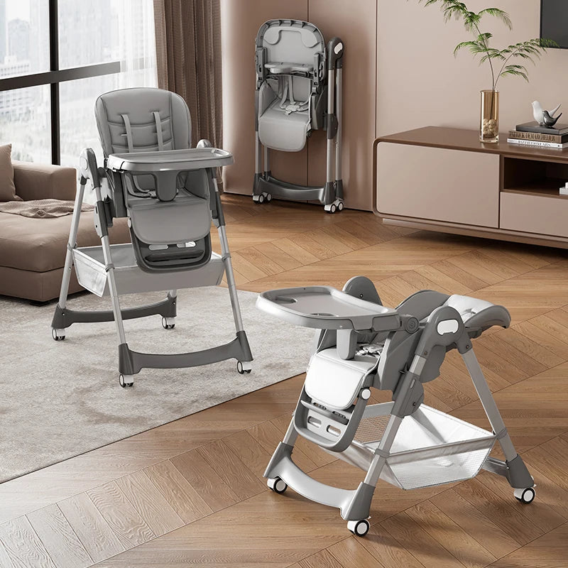 Foldable Baby High Chair with Safety Harness – Portable Adjustable Feeding Chair for Toddlers