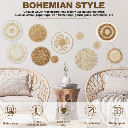 Seabreeze Natural Woven Wall Basket Collection – 11 Piece Set