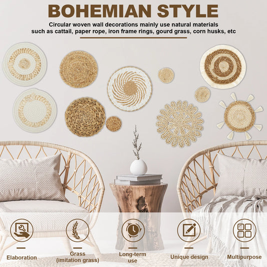Seabreeze Natural Woven Wall Basket Collection – 11 Piece Set