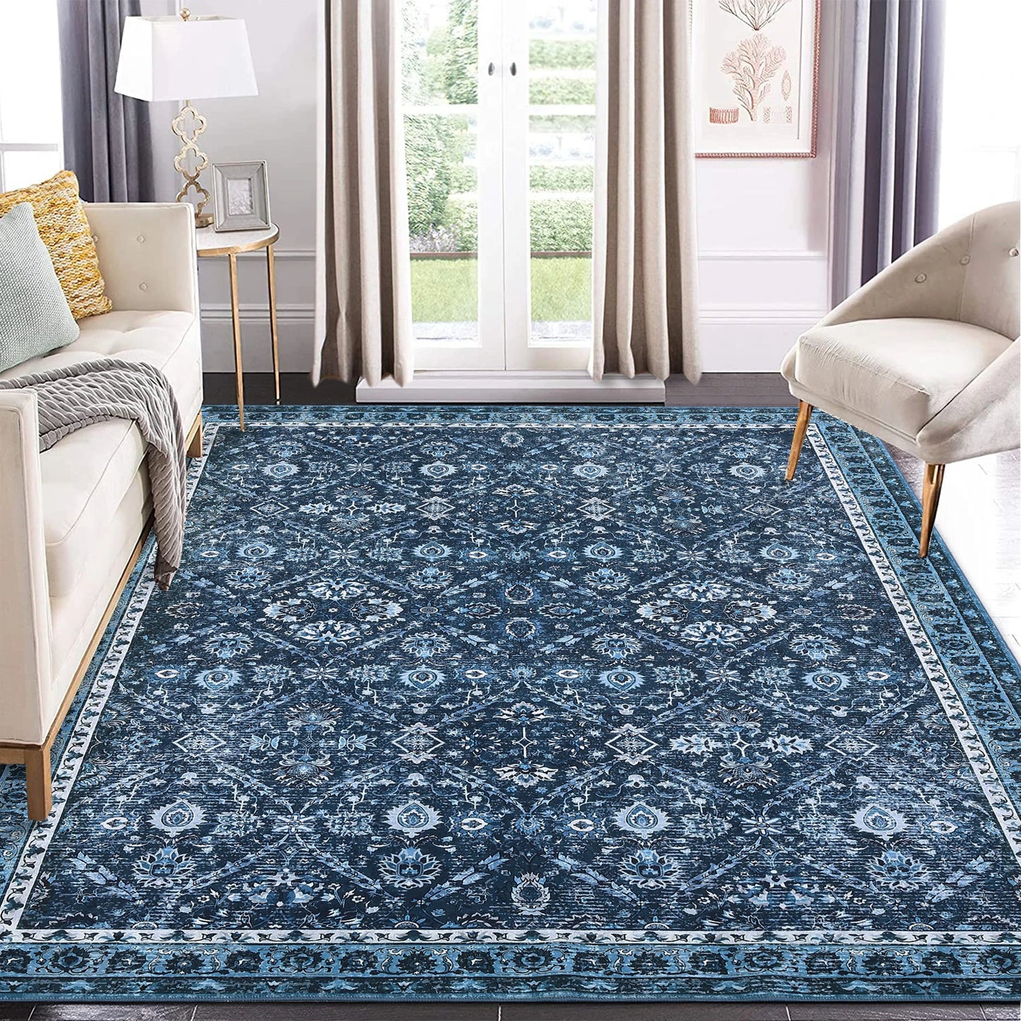 Rug Living Room Machine Washable Vintage