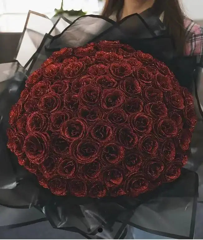30/50 pcs Glitter Artificial Rose Bouquet