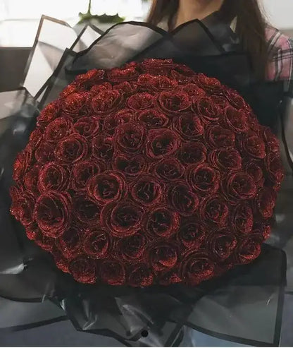 30/50 pcs Glitter Artificial Rose Bouquet