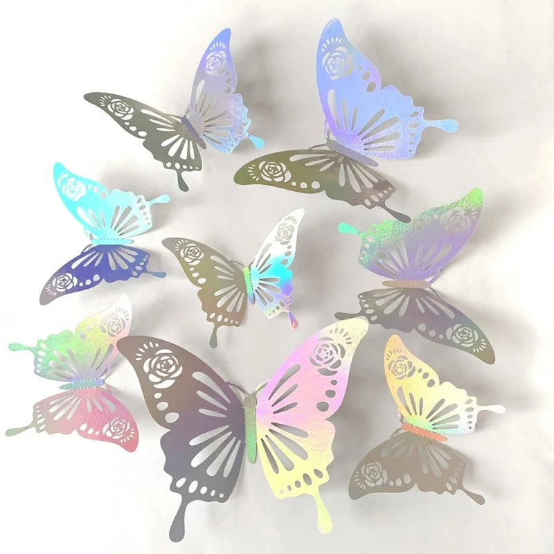 12 Piece 3D Butterfly Wall Decor Set – Gold Decorative Wall Stickers for Home and Room Decoration