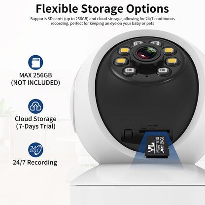 Indoor Security Camera 360° Coverage 2-Way Audio