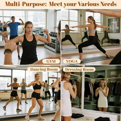 2-Piece 24" x 48" Frameless Home Gym Mirror – Full Length Wall Mounted Fitness Mirror for Workout, Yoga & Dance