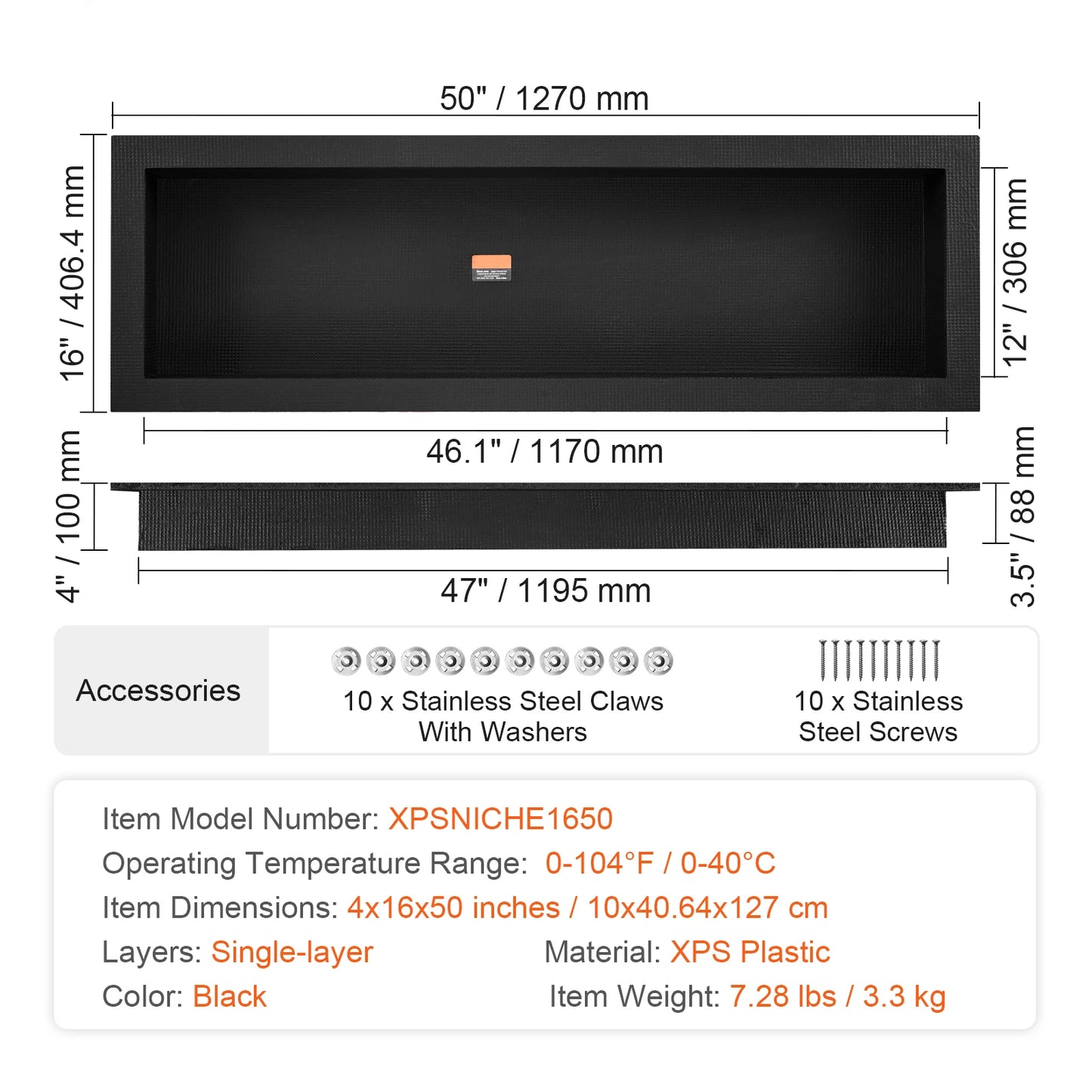 Shower Niche Recessed Shelf