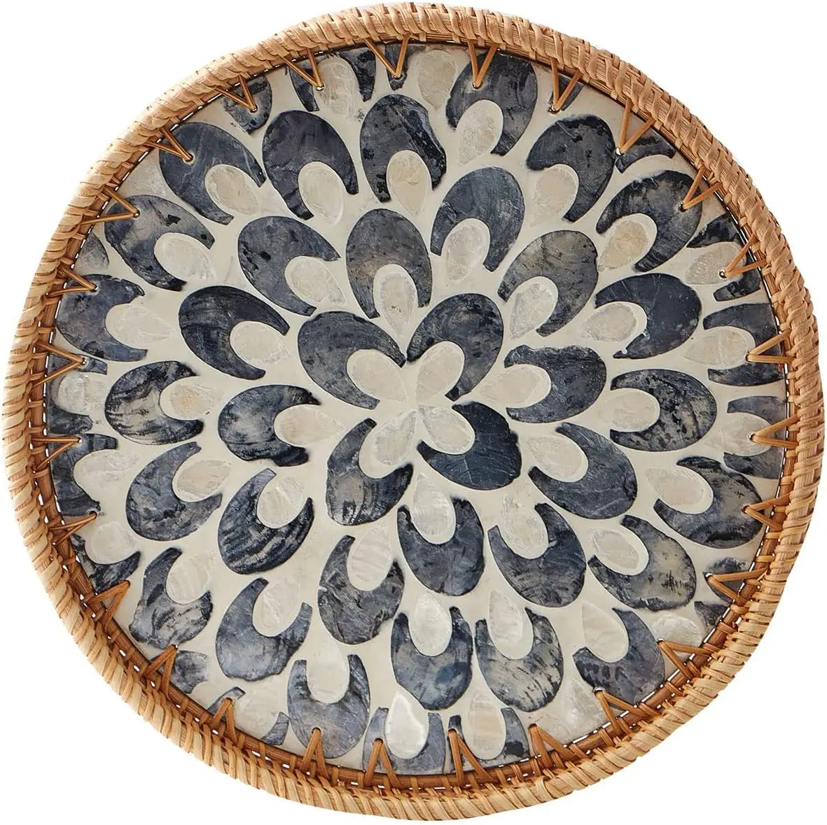 Coastal Pearl Rattan Serving Tray