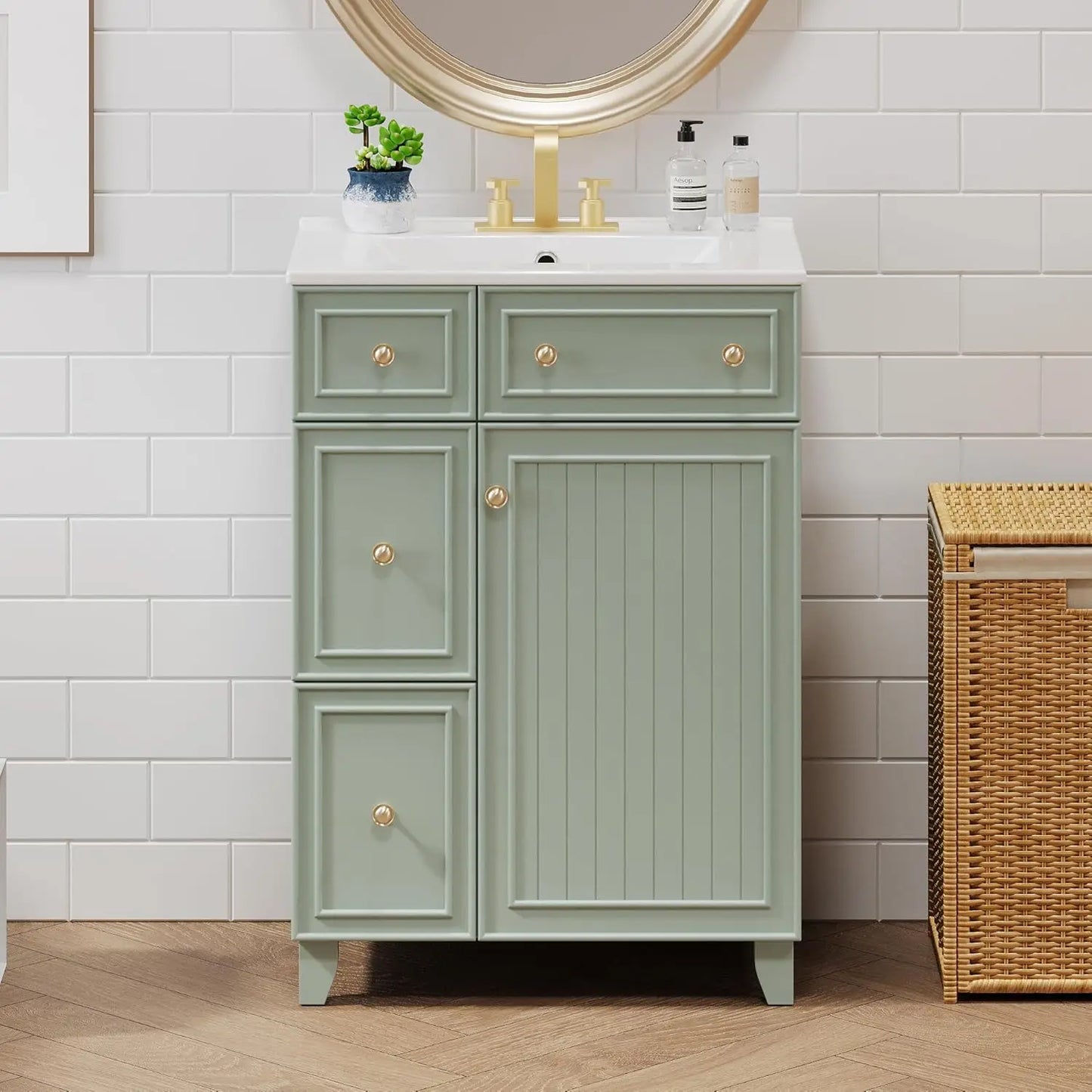 24" Floating Bathroom Vanity with Undermount Sink – Modern Soft-Close Wall Mount Cabinet with Storage