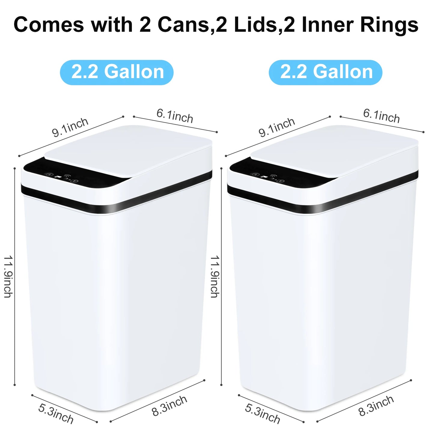 2 Pack Touchless Trash Cans Touchless